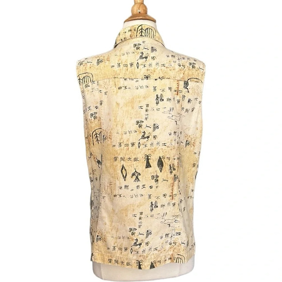 CHICO’S DESIGN Linen Top Blend Western Vibes Sleeveless, Size Medium - Picture 8 of 15